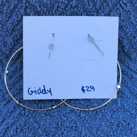 Premier Designs Giddy Gold and Silver Beaded Hoop Earrings - Picture 2 of 2